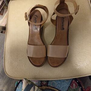 Neutral Leather Ankle-Wrap Sandals for Women